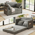 51' Loveseat Sleeper Sofa Bed, Chenille Convertible Floor Sofa Bed for Small Spaces, Folding Couch Bed with Deep Seat, 2 Pillows & Solid Frame, Pull Out Floor Couch for Living Room, Grey