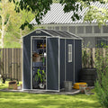 Campcraft 4x8ft Heavy Duty Resin Storage Shed - 12mm Thick PP Walls, Lockable Double Doors & HD Window, Waterproof Outdoor Garden Shed for Lawn Tools/Patio Furniture,Hurricane-Proof UV & Rust Proof