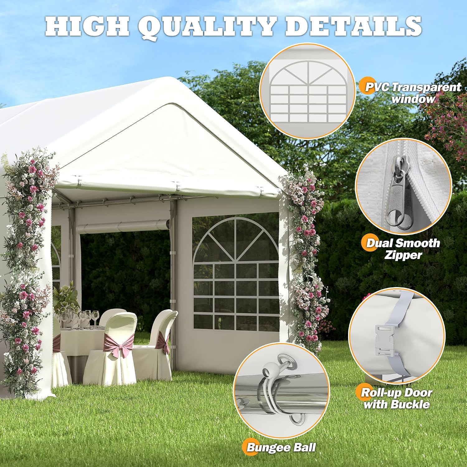 13' x 26' Party Tent Heavy Duty, Outdoor Wedding Tent with Removable Sidewalls&Sand Bags, Gazebo Canopy Shelter for Birthday Party