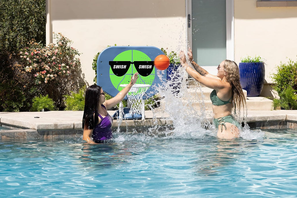 Poolmaster Swish, Swish Pro Rebounder Poolside Basketball Hoop Set for Swimming Pool Games and Great Outdoor Gift for Teenagers, Men and Pool Parties, Green