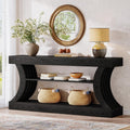 Tribesigns 70.9-Inch Long Farmhouse Entryway Console Table with Storage, 3-Tier Wooden Couch Table Behind Sofa, for Entry, Entrance, Hallway, Foyer, Living Room, Black