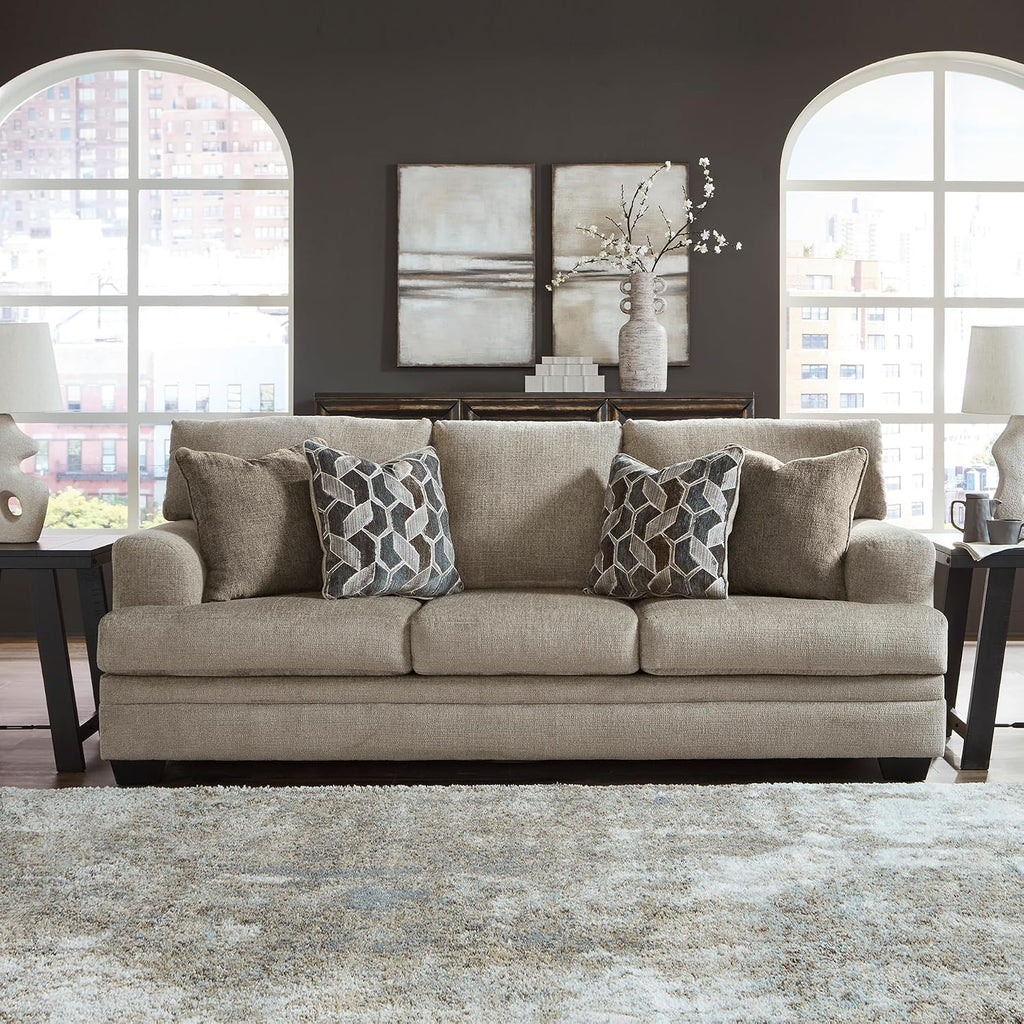 Signature Design by Ashley Stonemeade Casual Sofa with 4 Toss Pillows, Light Brown