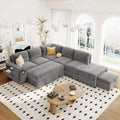 LUMISOL 90' Convertible Sleeper Sofa Bed with Ottoman, L-Shaped Sectional Sofa Bed with USB Ports, Cup Holders & Storage, Modular Sofa Pull Out Couch Bed with Storage Chaise for Living Room, Gray