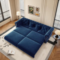 Eafurn 3 in 1 Oversized Chesterfield Loveseat Sofa Convertible Pull Out Sleeper Sofabed King Size Couch Bed w/Movable Ottoman and Nailhead Trim for Living Room Tufted Velvet Recliner Daybed Sofacama