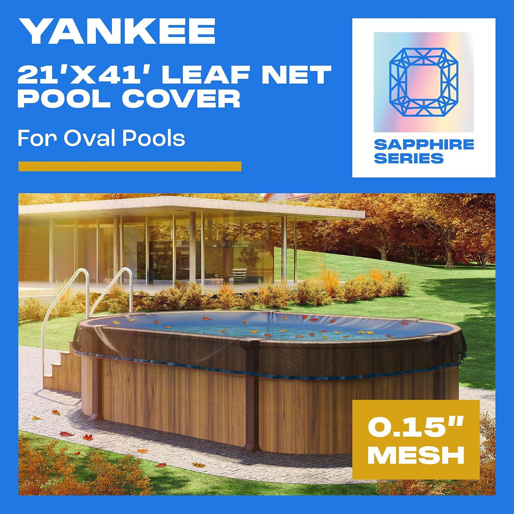 Yankee Pool Leaf Net Cover for Oval Pool 21x41 Ft.- Heavy-Duty 0.15' Above-Ground Leaf Net | Swimming Pool Net to Protect from Leaves, Debris, and Clogging