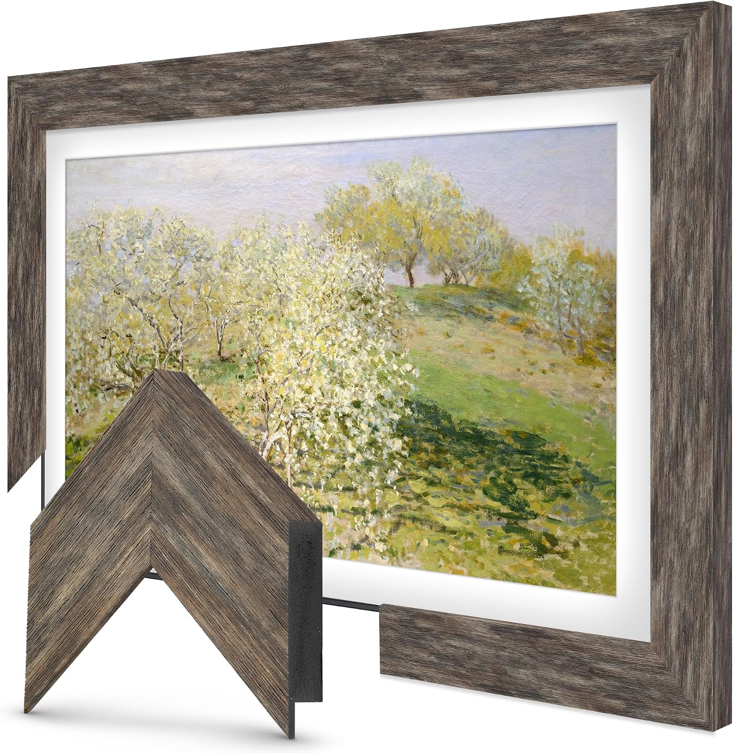 Distressed Barnwood 75' Premiere Deco TV Frame - Compatible ONLY with Samsung The Frame TV and Pro TVs (Fits 2021-2026, LS03A, LS03B, LS03C, LS03D, LS03FA, LS03FW)