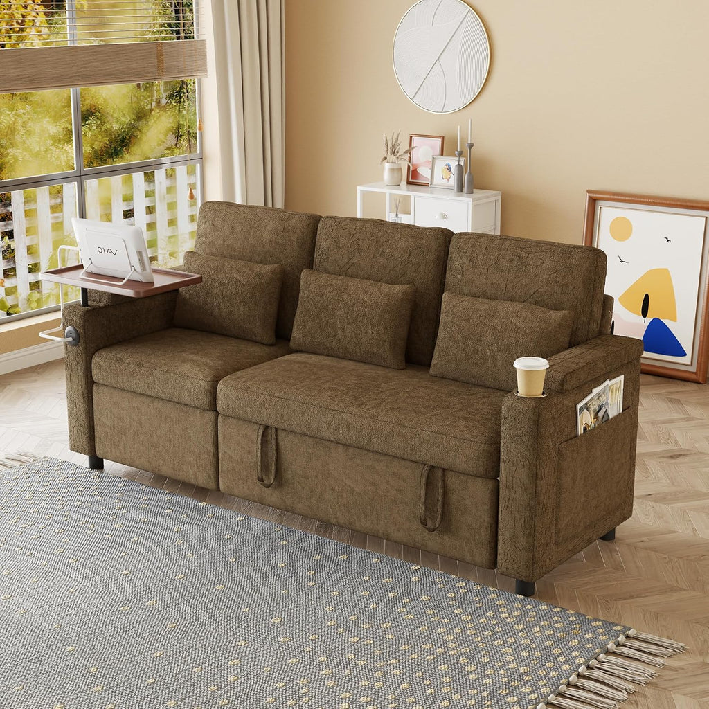 Sleeper Sofas Convertible Couches Reclining Sectional, Oversized Convertible Sofa Bed with Reclining Chair, Modern 3-Seater Sectional Couches for Living Room
