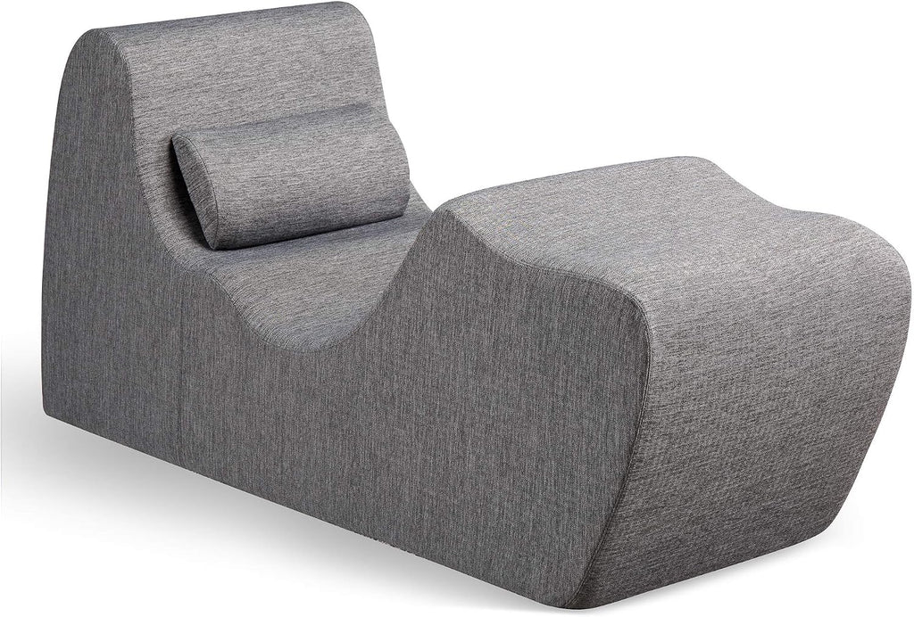 Zinus Lotus Zero Gravity Chaise Lounger, Foam Recliner for Living Room, Ergonomic Positioning for Better Relaxation, Pillow Included, No Assembly, Dark Grey