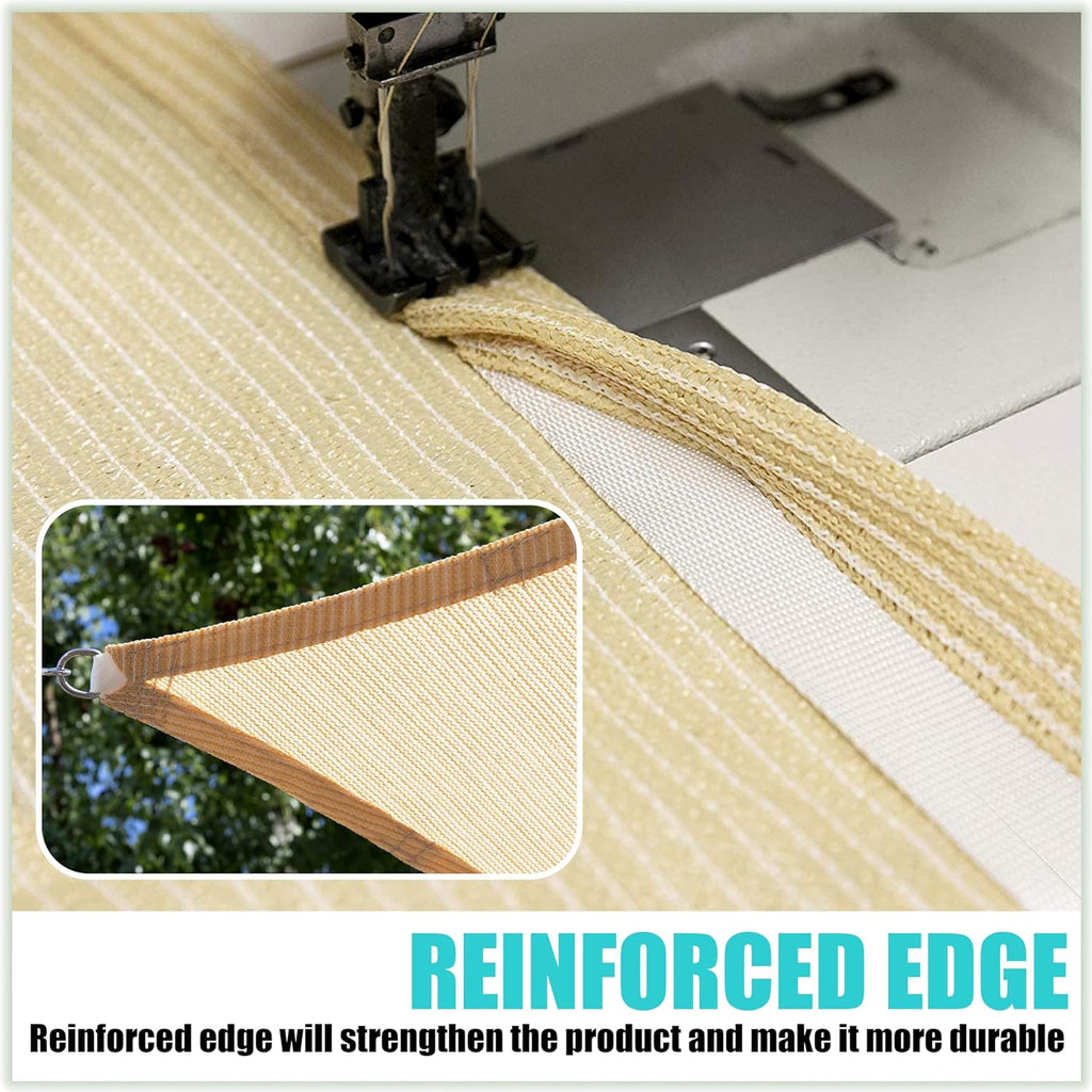 Amgo Custom Size 14' x 20' x 24.4' Sand Beige Right Triangle Sun Shade Sail UPF50+ AGTAPT18, Order to Make Canopy Awning, 95% UV Blockage, Water & Air Permeable, Commercial Standard (We Customize)