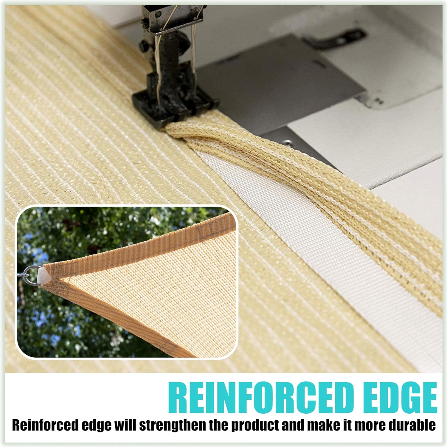 Amgo Custom Size 14' x 20' x 24.4' Beige Right Triangle Sun Shade Sail UPF50+ AGTAPT28, Order to Make Canopy Awning, 95% UV Blockage, Water & Air Permeable, Commercial Standard (We Customize)