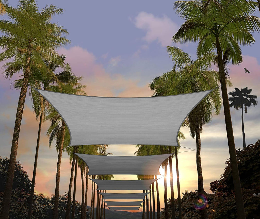 Amgo Custom Size 14' x 20' Grey Rectangle Square Sun Shade Sail UPF50+ AGTAPR1216, Order to Make Canopy Awning, 95% UV Blockage, Water & Air Permeable, Commercial and Residential (We Customize)