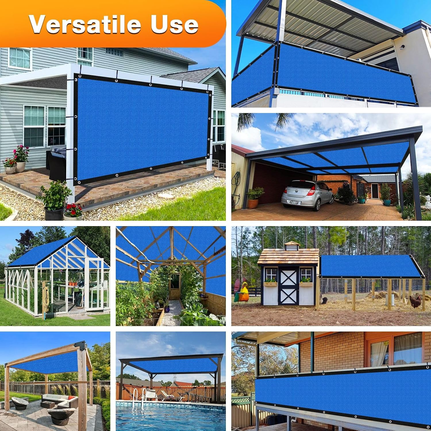 Artpuch Outdoor Pergola Shade Cover 14x20 FT Sun Shade Cloth with Grommets Blue Commercial Grade Patio Privacy Screen Shade Canopy (Customized Available) GN02