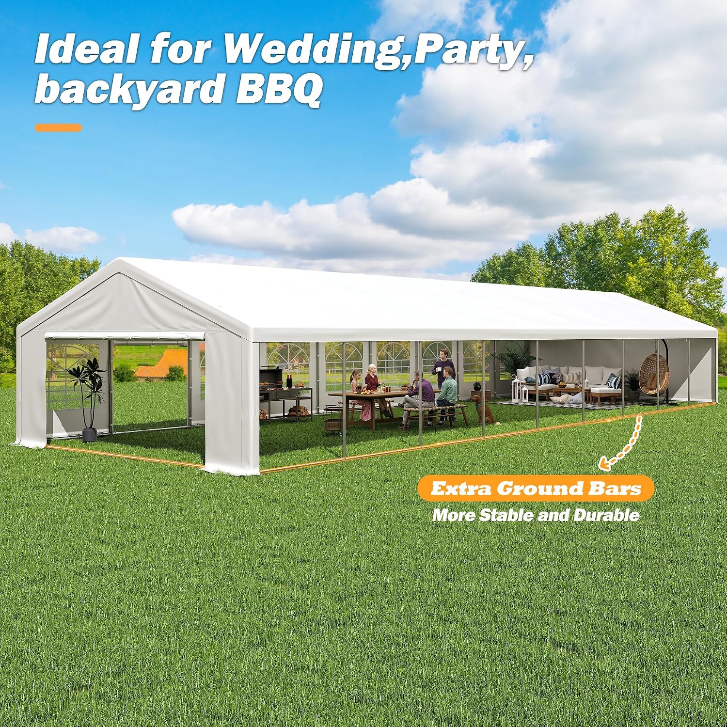 20' x 60' Party Tent Heavy Duty, Wedding Tent with Removable Sidewalls, Outdoor Gazebo Event Shelters Canopy for Birthday Party