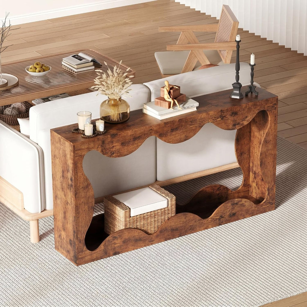 63' Long Console Table for Entryway, Wooden Entry Table, Behind Couch Tables with Storage, Industrial Console Sofa Tables for Living Room, Hallway, Entrance, Foyer