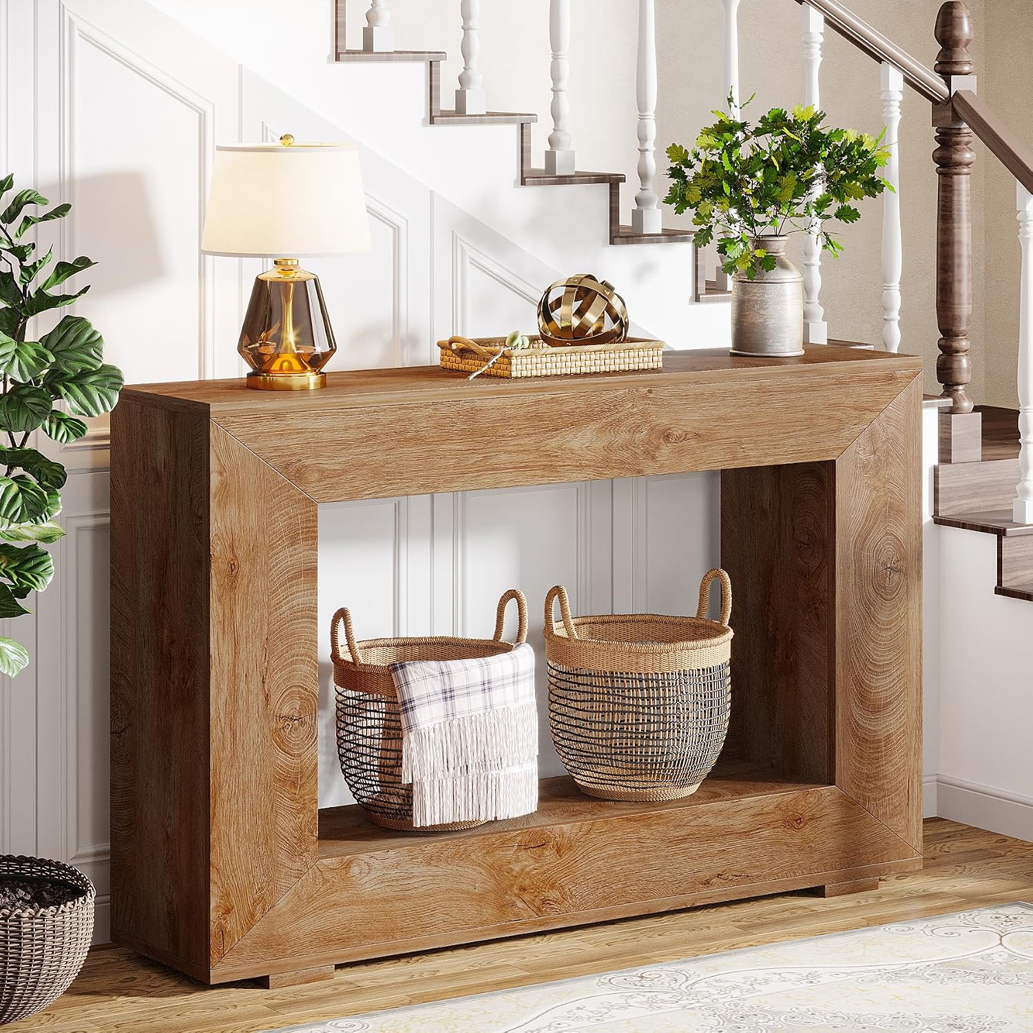 Tribesigns Farmhouse Console Table, 47 Inches Entryway Console Table with Storage, Industrial Hallway Accent Table for Living Room, Entrance