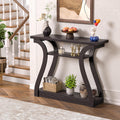 47' Wood Console Table for Entryway, Narrow Sofa Table with 3-Tier Shelves, Curved Legs Farmhouse Hallway Table, Skinny Console Table Behind Couch, Rustic Wooden Entry Table for Living Room (Brown)