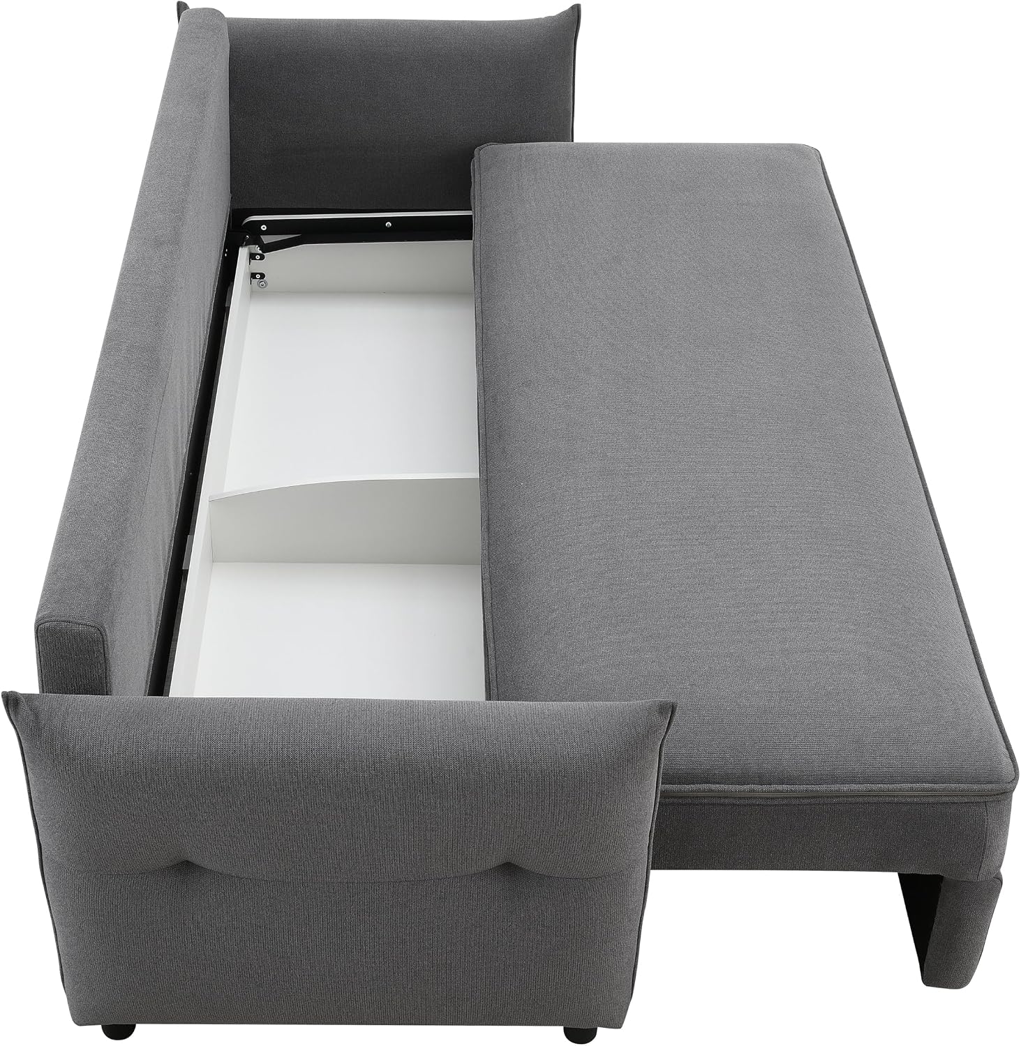 Acme Irina Fabric Upholstered Sofa with Pull-Out Sleeper and 4 Pillows in Gray