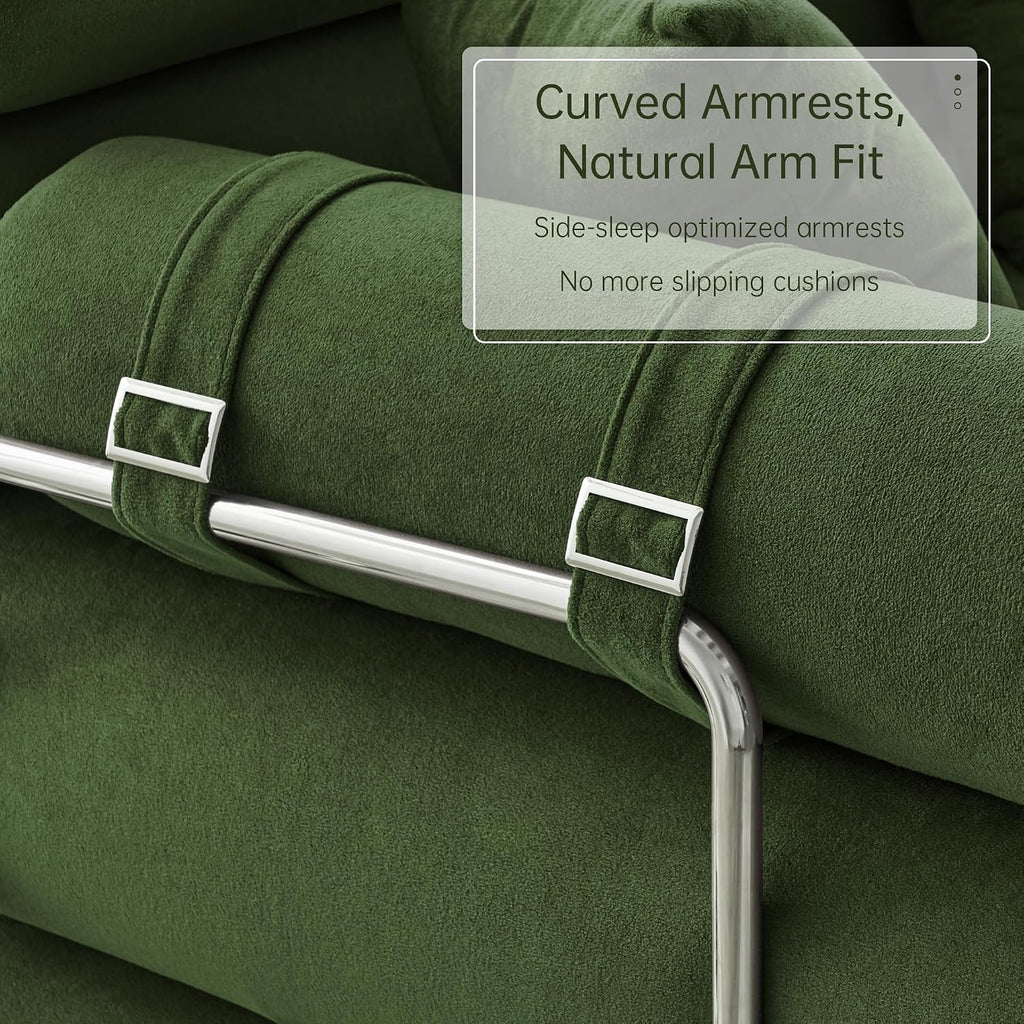 YINIX Convertible Sleeper Sofa - 35'' High-Back Floor Couch Bed - Folding Sofa Bed with Rounded Arm Supports - Floor Sofa Lounge Sofa Bed for Living Room - Green