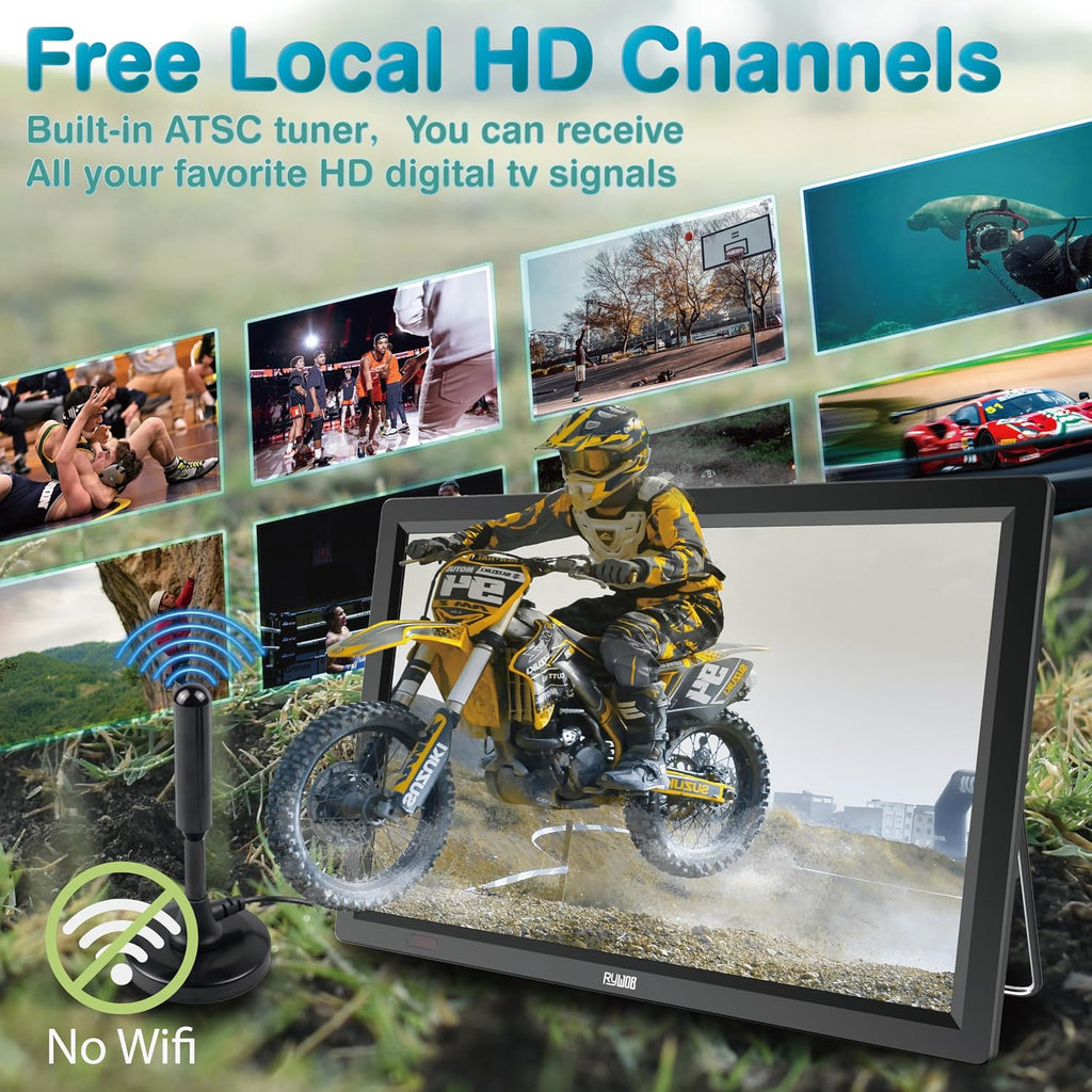 14inch Portable TV with Digital Tuner,Battery Operated TV with ATSC/HDMI/USB/SD Card Input,Built-in 12v Car Charger for Camping,Travel,Emergency