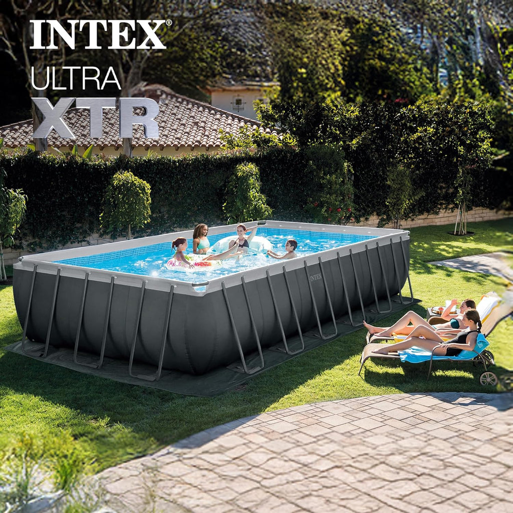INTEX 26363EH Ultra XTR 24ft x 12ft x 52in Above Ground Swimming Pool Set with Sand Filter Pump and Automatic Pool Floor Cleaner