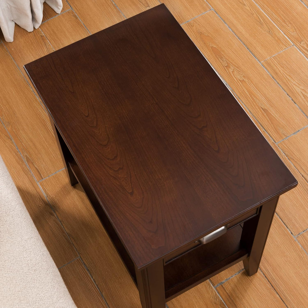 Leick Home Laurent Narrow End Table, with Drawer and Shelf, for Living Rooms and Small Spaces, Chocolate Cherry, 10506