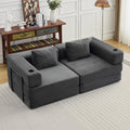 78' Loveseat Sleeper Sofa, 4 in 1 Convertible Floor Sofa Bed, Boneless Cloud Couch with Cup Holder, Fold Out Floor Couch for Living Room Bedroom Lounge, Corduroy, Dark Grey