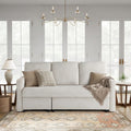 Serta® Marshall 83.9' King-Size Convertible Sectional Sofa, Reversible Design, Dream Coil® Comfort, Fingerguard® Pinch Point Protection, Woven Polyester Fabric, Ivory