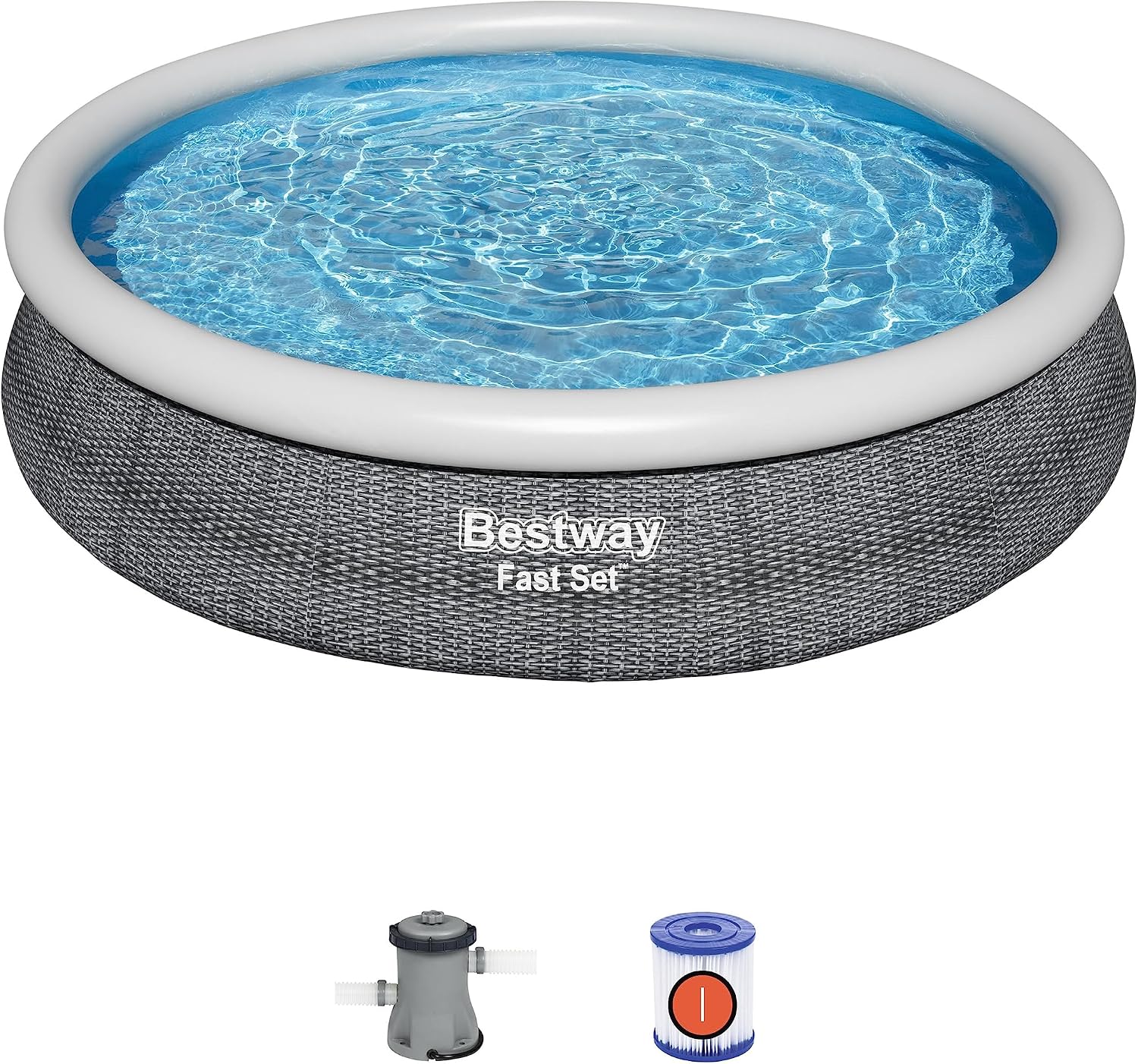 Bestway Fast Set 12' x 30' Inflatable Round Soft Sided Above Ground Pool Set