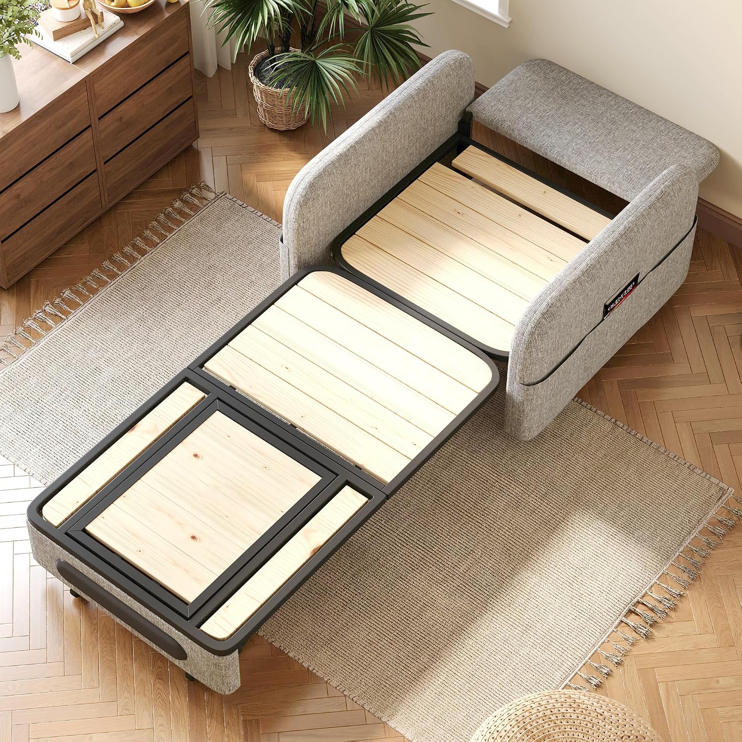 34.6' Pull Out Sofa Bed, Convertible Sleeper Sofa, 2-in-1 Couch Bed for Living Room & Small Spaces, RV Sofa Bed, Multi-Functional Folding Loveseat, Gray