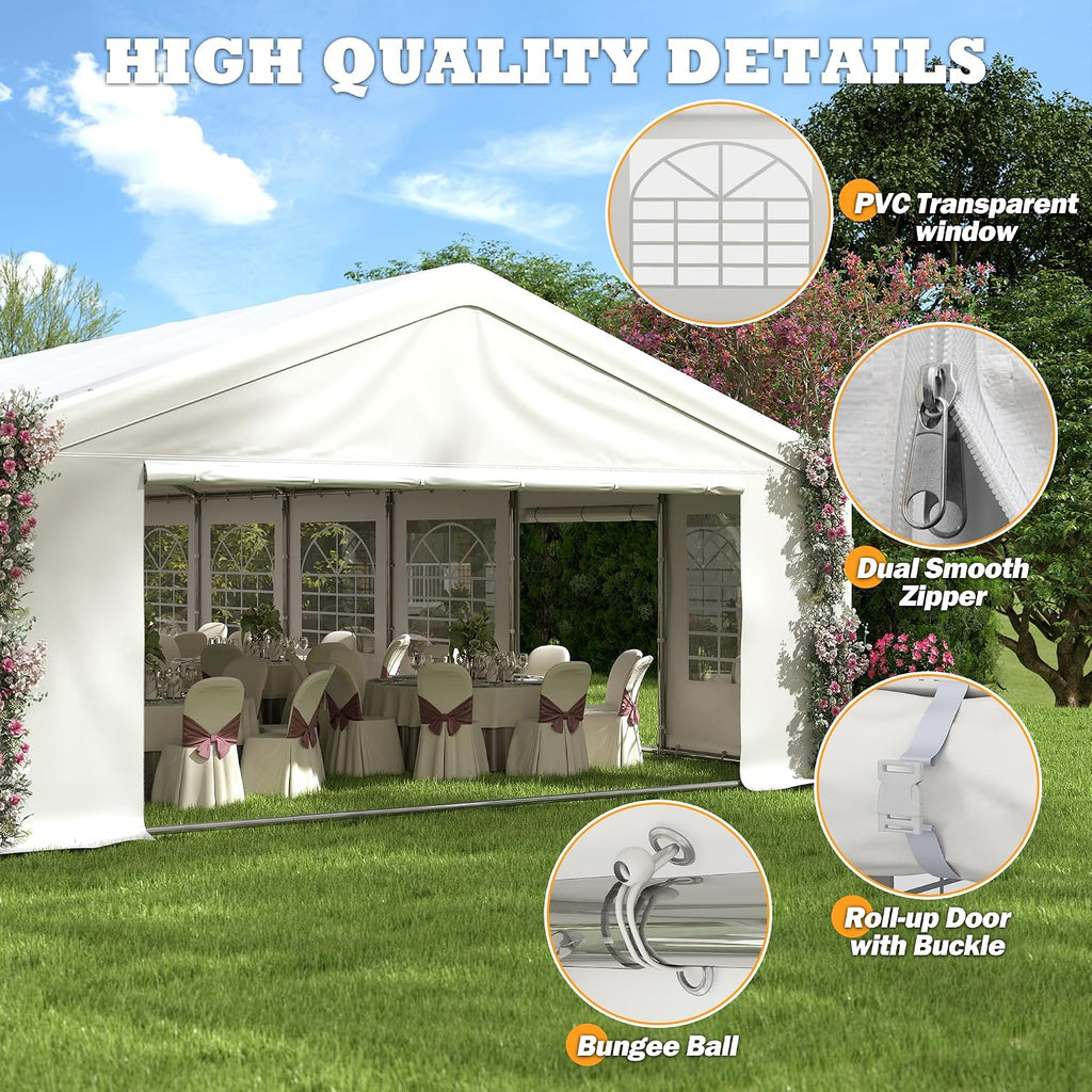 20' x 60' Party Tent Heavy Duty, Wedding Tent with Removable Sidewalls, Outdoor Gazebo Event Shelters Canopy for Birthday Party
