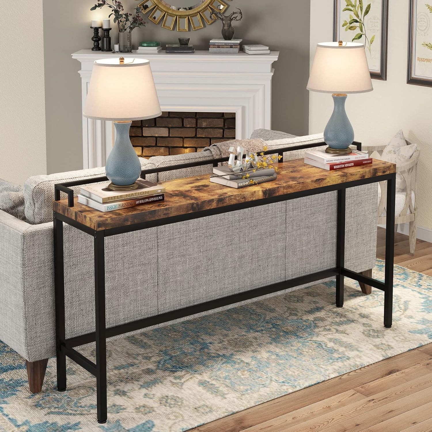 LITTLE TREE Console Table Behind Sofa Couch, 70.9 Inch Long and Narrow Entryway Table