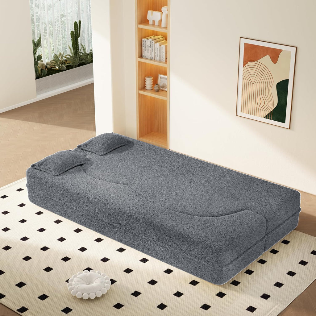 JOYBASE 78' Folding Sofa Bed, Convertible Twin Sleeper Sofa, Minimalist Boneless Cloud Couch for Living Room, Apartment, Bedroom (Grey)
