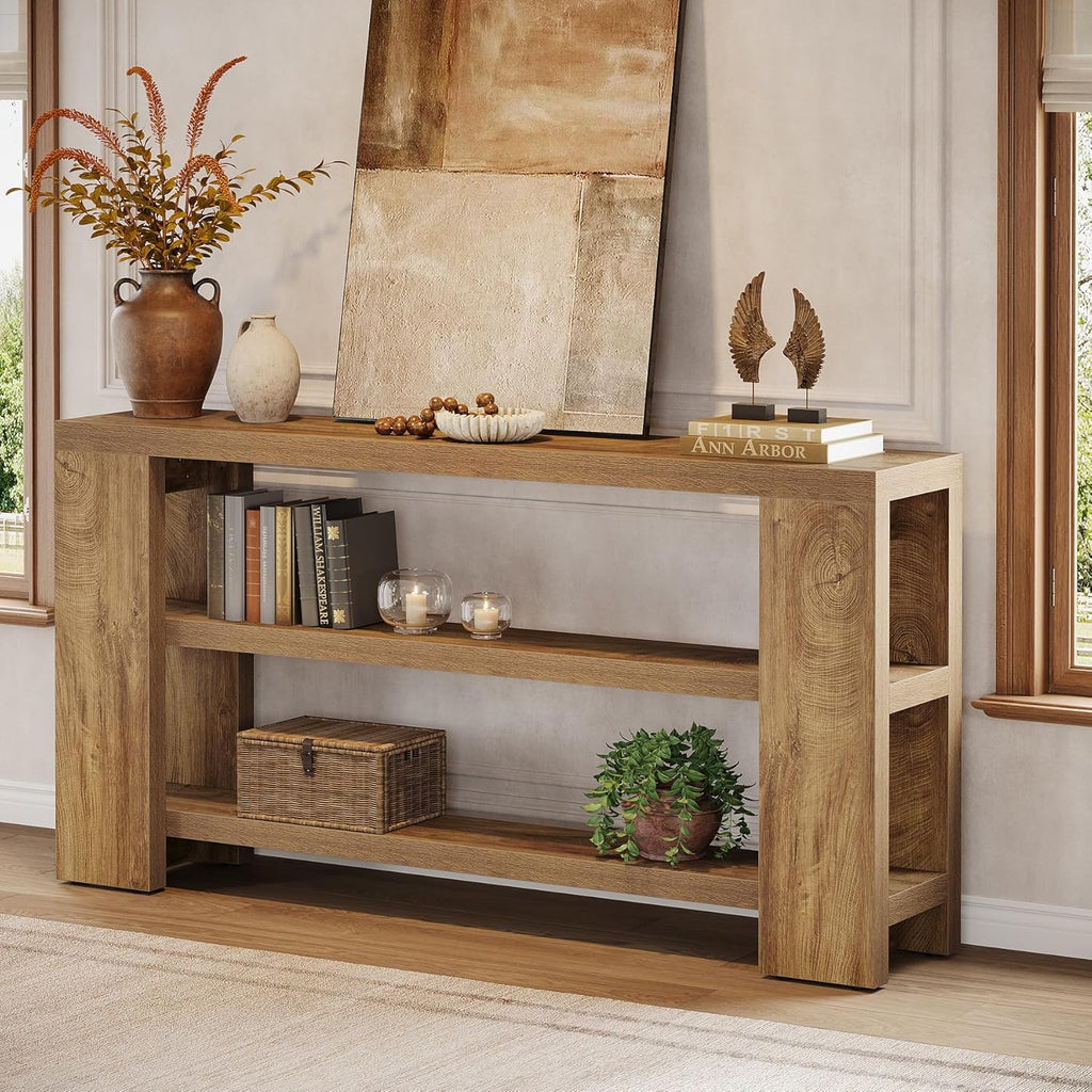 Tribesigns 70.9-Inch Extra Long Console Table with Storage, Narrow Wooden Sofa Table Behind The Couch, Farmhouse 3-Tier Entry Foyer Table for Entryway, Living Room, Hallway