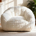 KINGYES Giant Bean Bag Chair, Fluffy Bean Bag Chair with Armrest, Memory Foam Beanbag for Adults, Beige(Pillow not Included)