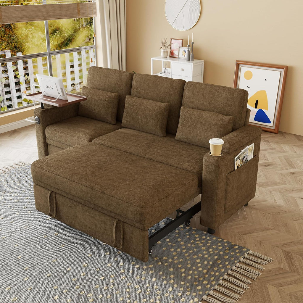 Sleeper Sofas Convertible Couches Reclining Sectional, Oversized Convertible Sofa Bed with Reclining Chair, Modern 3-Seater Sectional Couches for Living Room