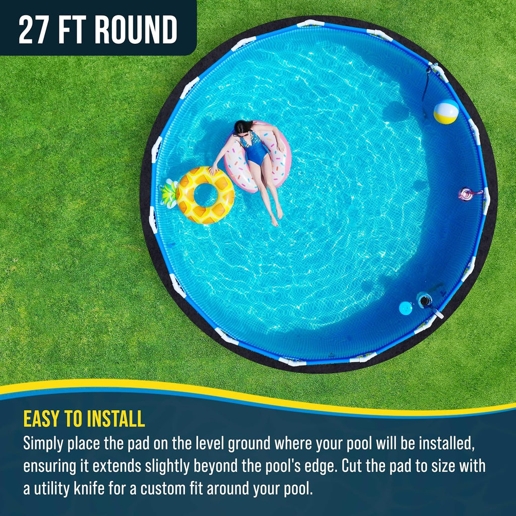 U.S. Pool Supply Ground Shield 27-Foot Round Heavy Duty Pool Liner Pad for Above Ground Swimming Pools - Protects Pool Liner, Prevents Punctures, Weed Barrier, Eco-Friendly Fabric - Extends Liner Life