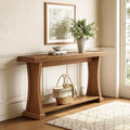LITTLE TREE 63' Console Table for Entryway, 2-Tier Entryway Table Behind Sofa Couch with Storage Shelves, Narrow Wooden Entry Tables for Home Living Room Hallway