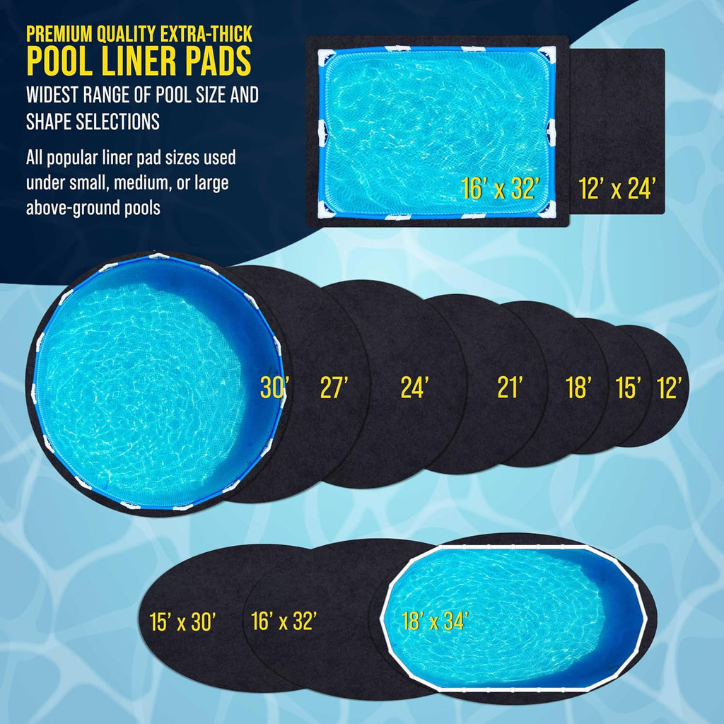 U.S. Pool Supply Ground Shield 30-Foot Round Heavy Duty Pool Liner Pad for Above Ground Swimming Pools - Protects Pool Liner, Prevents Punctures, Weed Barrier, Eco-Friendly Fabric - Extends Liner Life