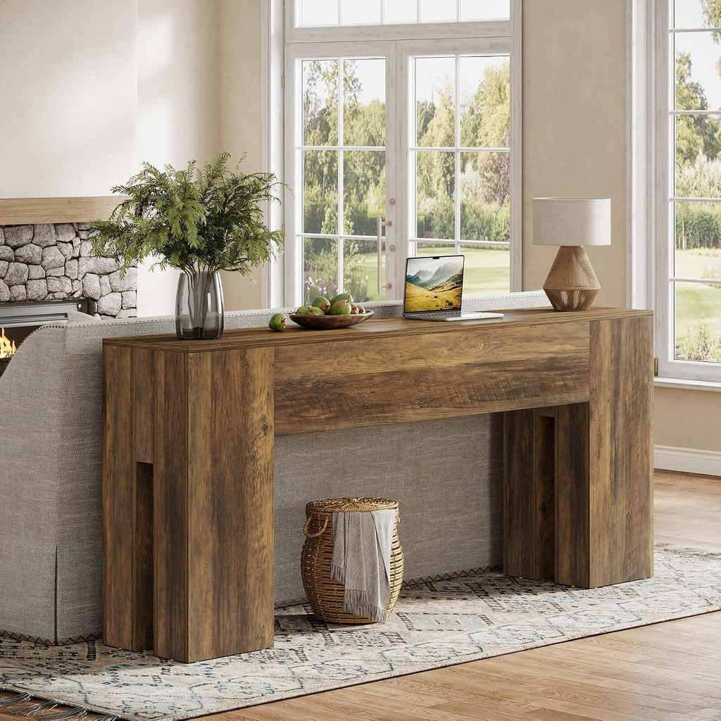 Tribesigns 71-Inch Long Console Table for Entryway, Farmhouse Sofa Console Behind Couch, Entry Table for Hallway, Foyer, Living Room, Brown