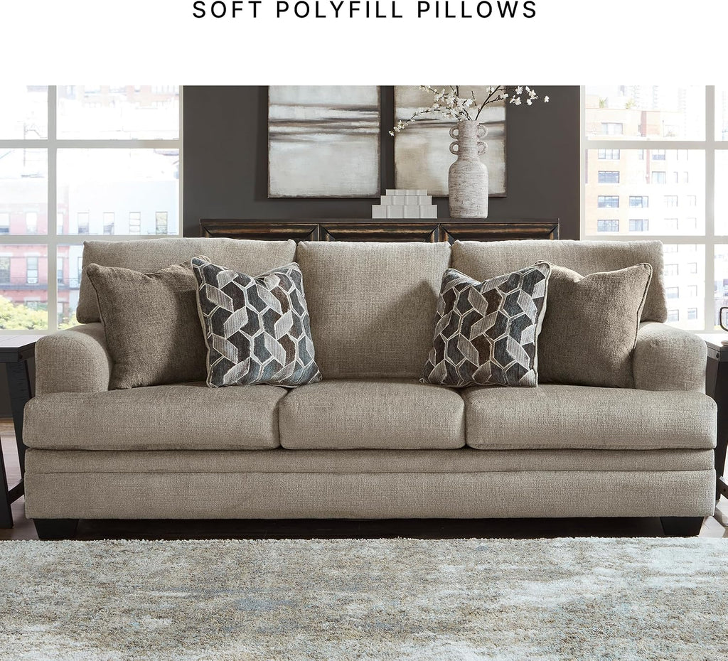 Signature Design by Ashley Stonemeade Casual Sofa with 4 Toss Pillows, Light Brown