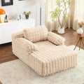 VINGLI Boneless Chaise Lounge Chair, Light Brown Oversized Reading Chair Upholstered Bubble Fleece Cloud Couch Sofa Recliner Bed Comfy Sleeper Sofa for Living Room, Movie Room, Bedroom