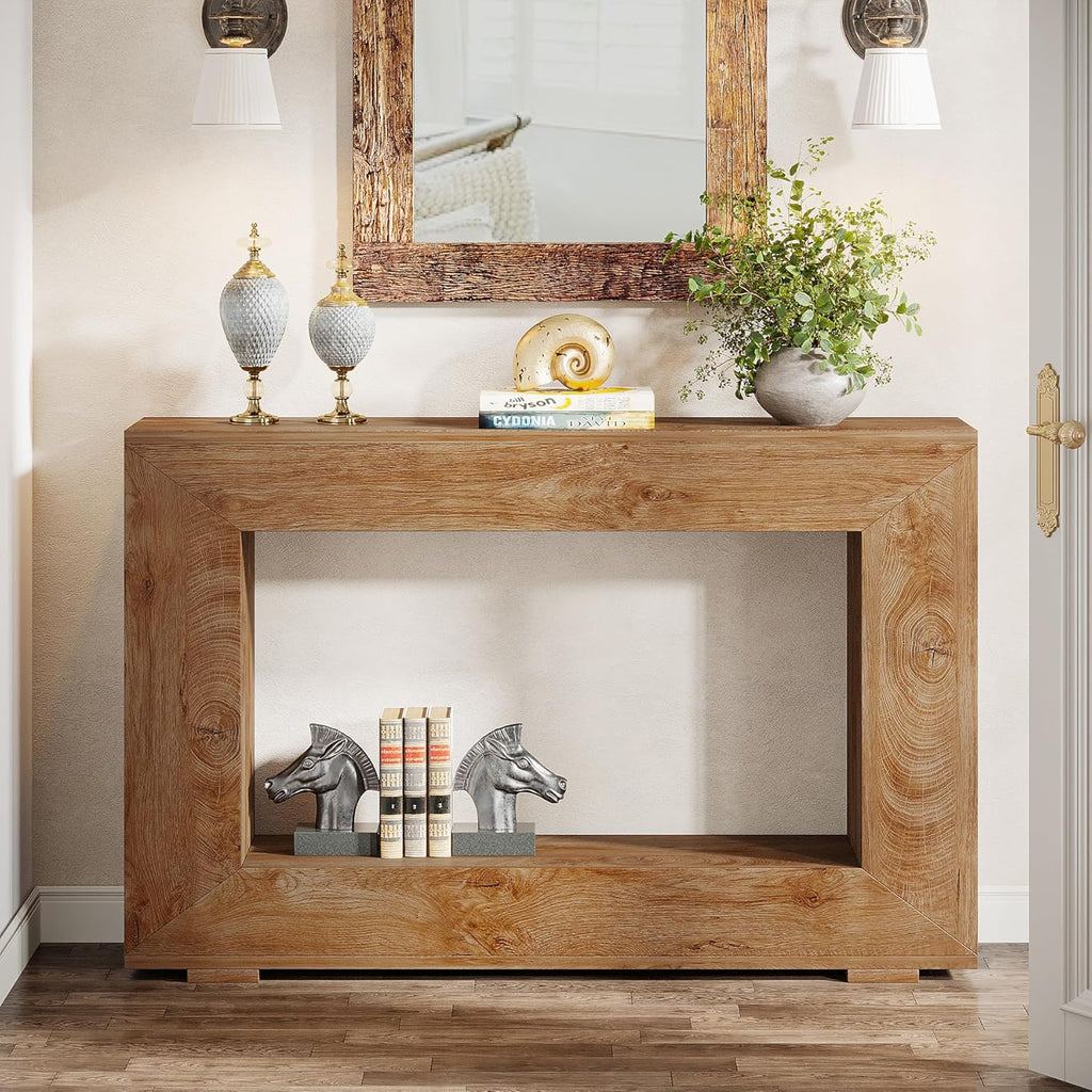 Tribesigns Farmhouse Console Table, 47 Inches Entryway Console Table with Storage, Industrial Hallway Accent Table for Living Room, Entrance