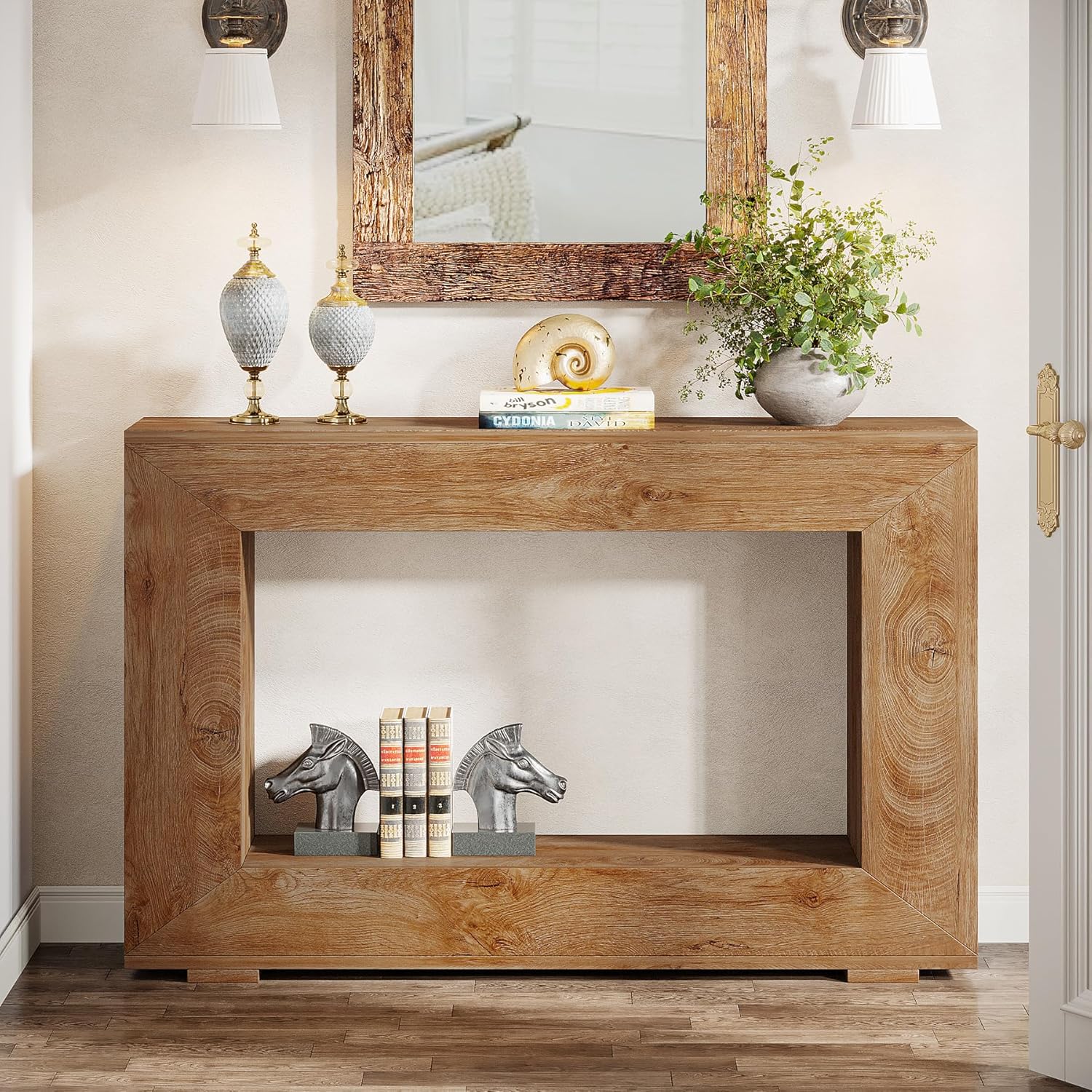 Tribesigns Farmhouse Console Table, 47 Inches Entryway Console Table with Storage, Industrial Hallway Accent Table for Living Room, Entrance
