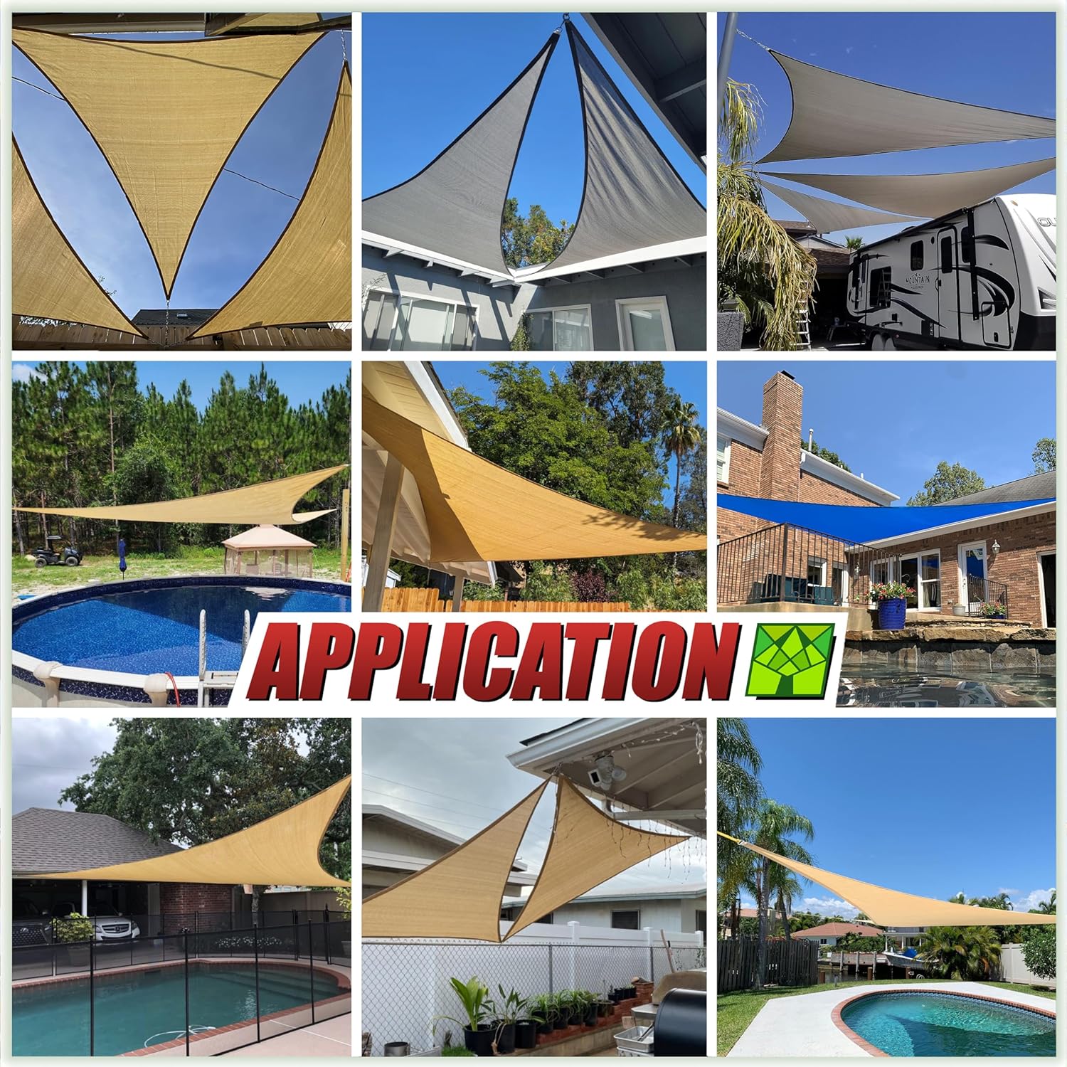 ColourTree CTAPRT18 Order to Make Custom Size 14' x 18' x 22.8' Green Right Triangle Sun Shade Sail Canopy Mesh Fabric UV Block UPF50 - Commercial Heavy Duty - 190 GSM - 3 Years Warranty
