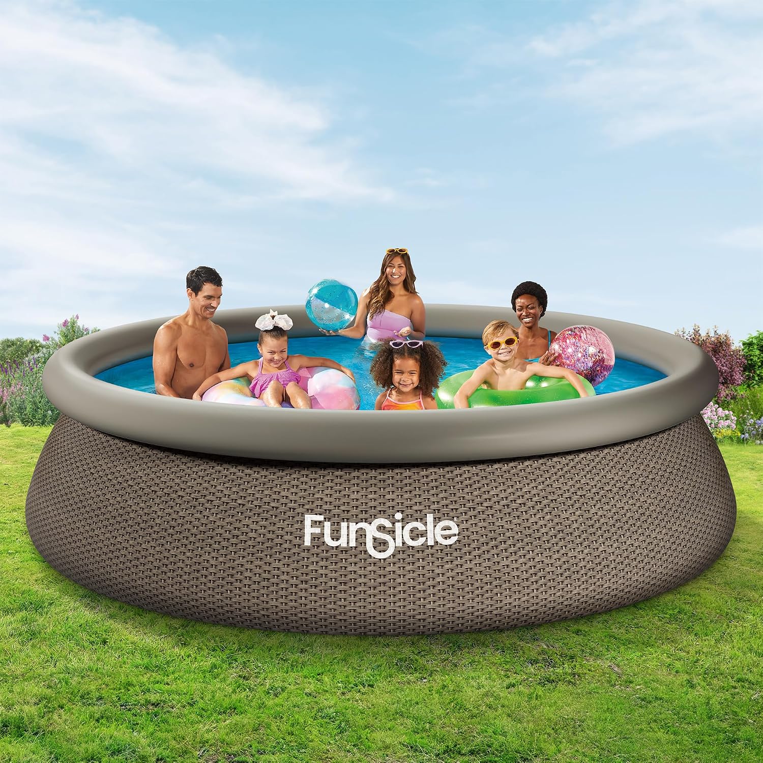 Funsicle Quickset 12ft x 36in Round Inflatable Above Ground Swimming Pool with Filter Pump – Easy Setup with Top Ring Design