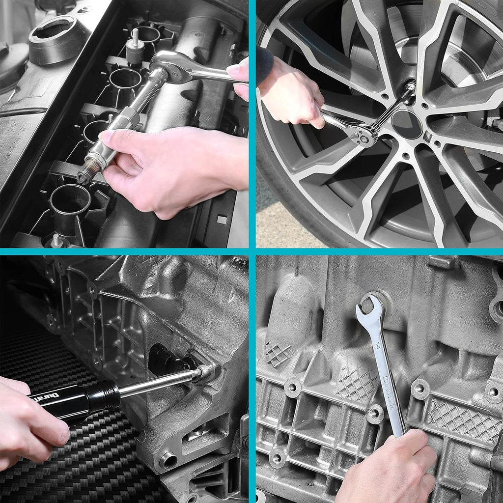 DURATECH 497-Piece Mechanics Tool Set, Include SAE/Metric Sockets, 90-Tooth Ratchet and Wrench Set in 3 Drawer Tool Box