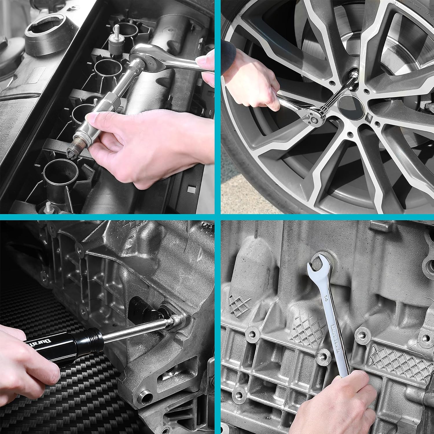 DURATECH 497-Piece Mechanics Tool Set, Include SAE/Metric Sockets, 90-Tooth Ratchet and Wrench Set in 3 Drawer Tool Box