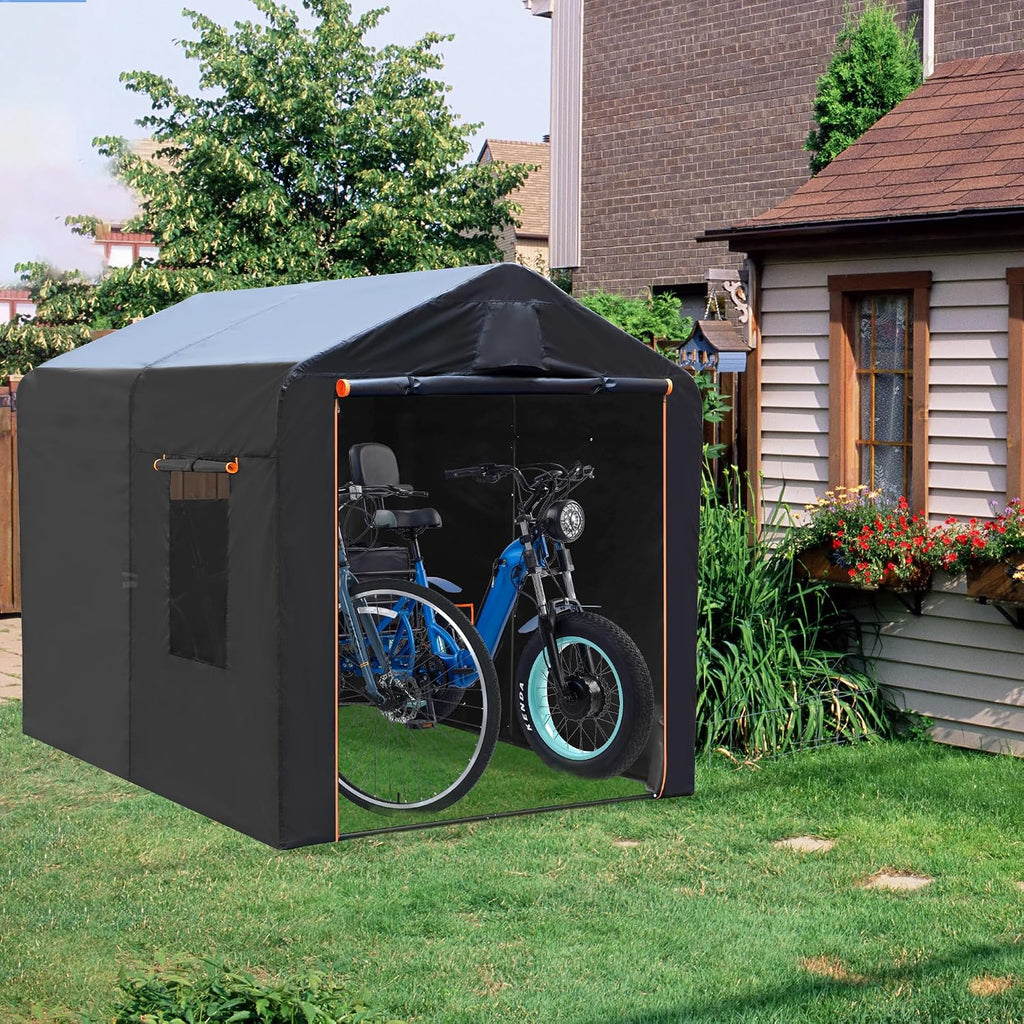 MEGHNA Bike Storage Shed Tent for 5-8 Bicycles 420D Oxford Fabric Extra Large Waterproof Foldable Bicycle Cover Outdoor Bike Storage for Garden Camping