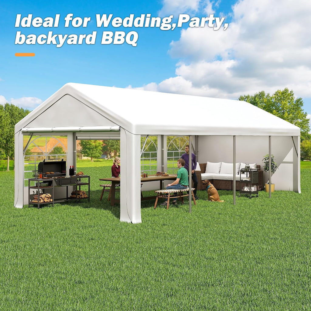 13' x 26' Party Tent Heavy Duty, Outdoor Wedding Tent with Removable Sidewalls&Sand Bags, Gazebo Canopy Shelter for Birthday Party