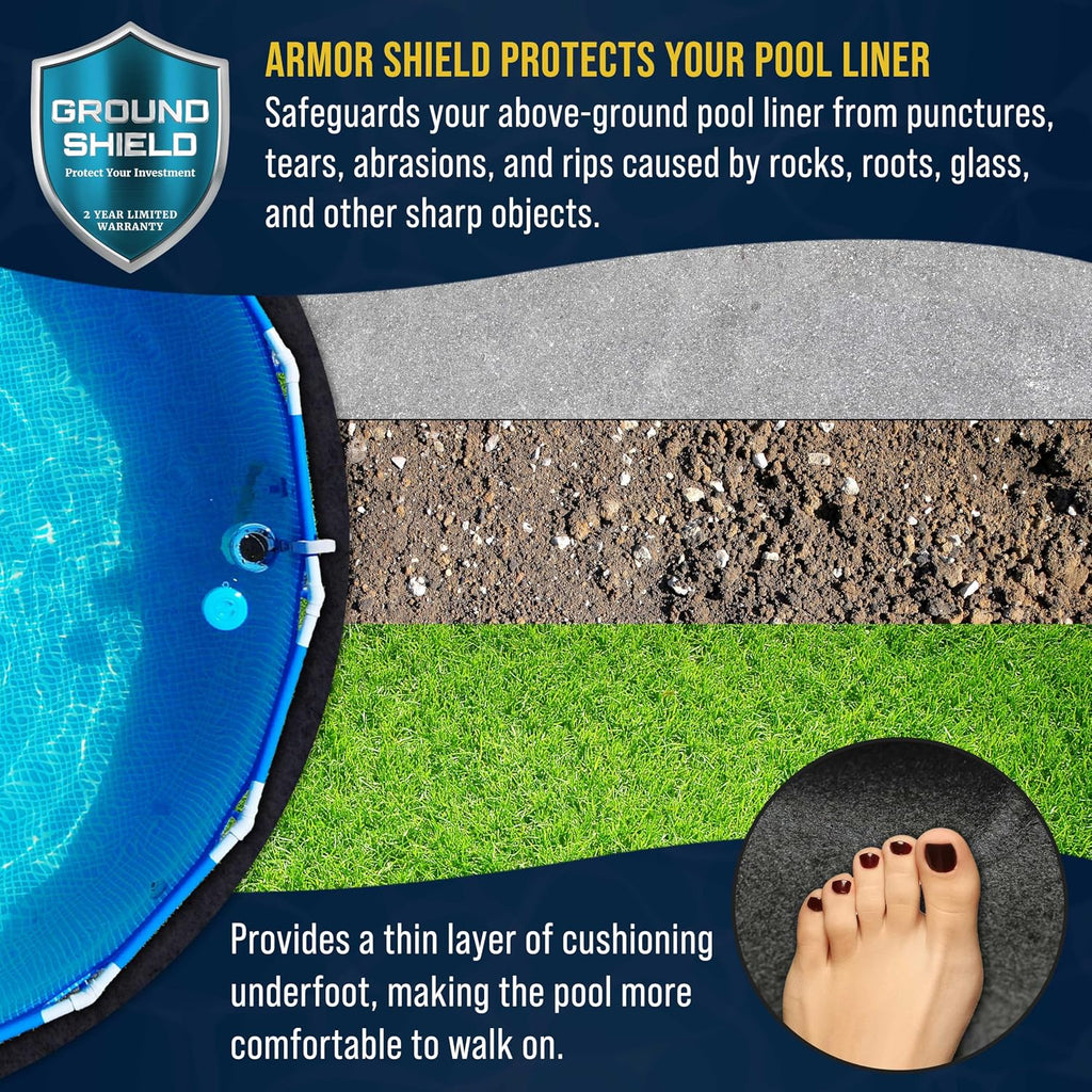 U.S. Pool Supply Ground Shield 30-Foot Round Heavy Duty Pool Liner Pad for Above Ground Swimming Pools - Protects Pool Liner, Prevents Punctures, Weed Barrier, Eco-Friendly Fabric - Extends Liner Life